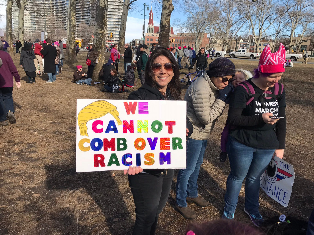 Philly Women's March 2018 - We cannot comb over <a class="bx-tag" rel="tag" href="https://wethepeople.care/page/view-channel-profile?id=129"><s>#</s><b>racism</b></a>